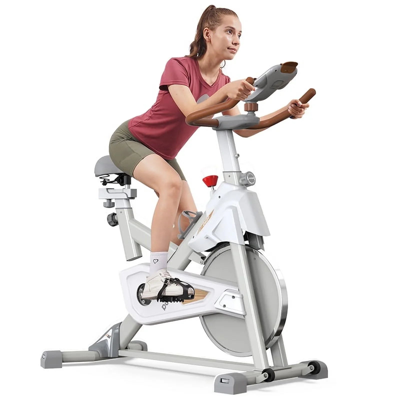 Pooboo 3-in-1 Exercise Bike Quiet Folding Magnetic Stationary Bike Exercise Bikes with Arm Resistance Bands Home Workout Bike 360 lbs