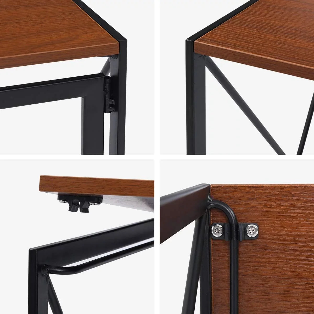 Writing Computer Desk Modern Simple Study Desk Industrial Folding Laptop Table For Home Office Notebook Desk Walnut Brown Desktop Black Frame…