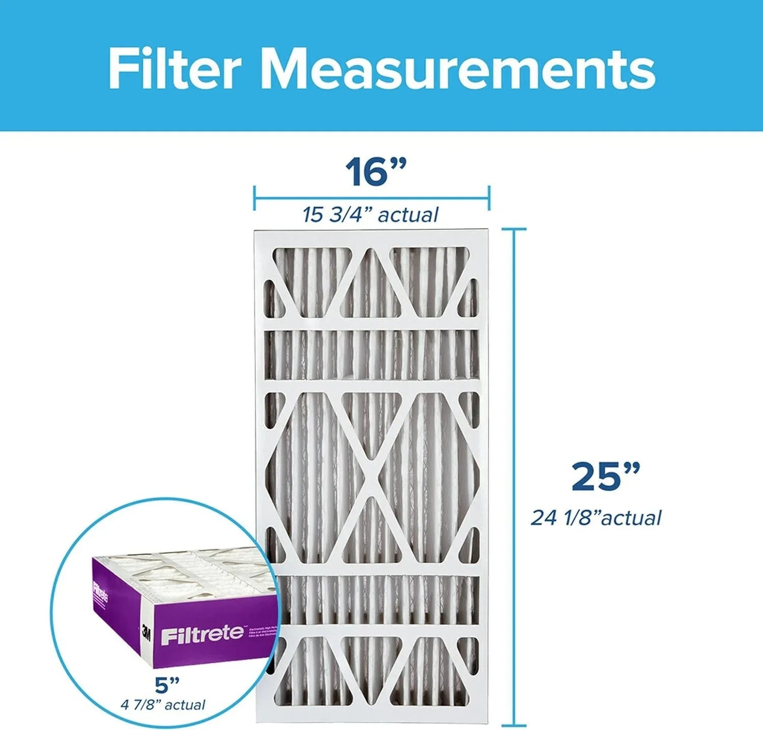 Filtrete 16x25x5, AC Furnace Air Filter, MPR 1550 DP, Healthy Living Ultra Allergen Deep Pleat, 1-Pack actual dimensions 15.75 x 24.13 x 4.88