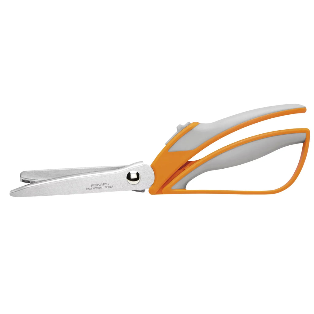 Fiskars Easy Action Pinking Shears, 10.5 inch, Orange and Gray