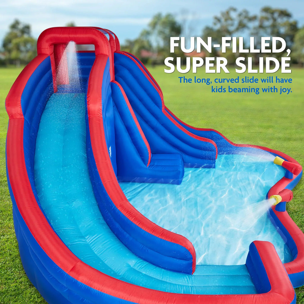 Sunny & Fun InfLatitudeable Water Slide & Blow up Pool, Kids Water Park for Backyard