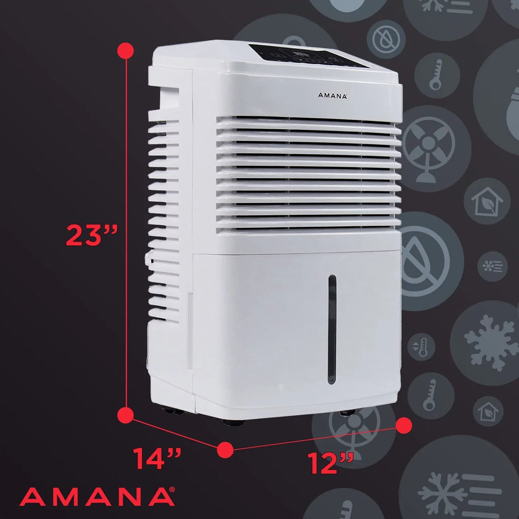 Restored Amana 48 Pt 1,800 Sq Ft Dehumidifier in White - Adjustable Humidistat, Automatic Shut-off (Refurbished)