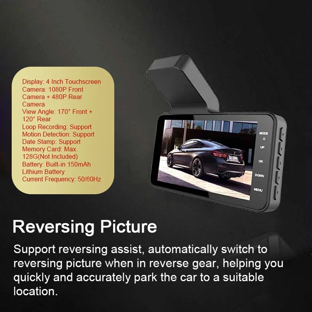 Shinysix Dash Camera,Dashcam 170° Wide Inch Car Dashcam 170° Wide Support Loop Motion Picture 1080P DVR Dash 4 Inch Car Dash Camera Wide Support Loop LAOSHE QISUO dsfen Camera-BUZHI