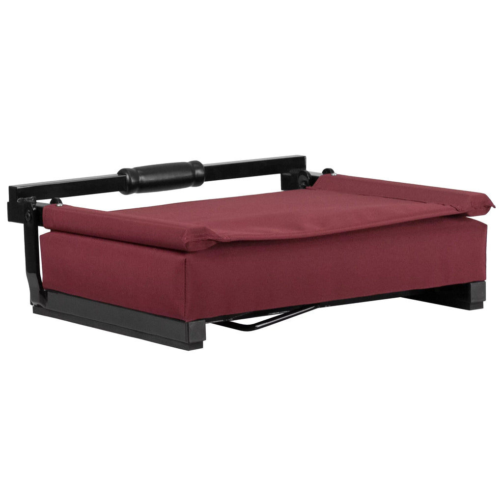 Flash Furniture Grandstand Comfort Seats by Flash - 500 lb. Rated Lightweight Stadium Chair with Handle & Ultra-Padded Seat, Maroon