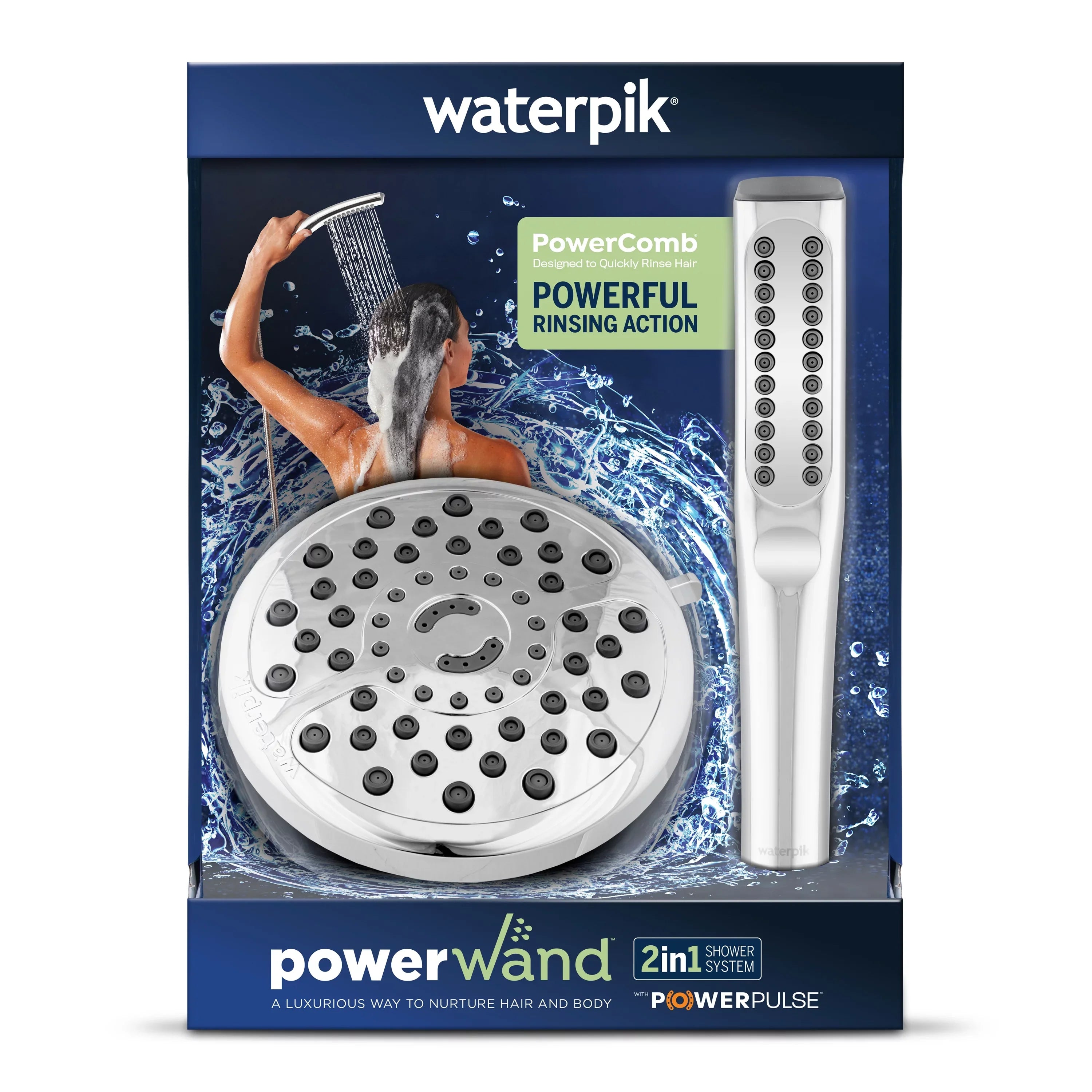 Waterpik PowerWand Spa Combo Shower with PowerPulse Massage, Chrome, XIB-633E-SBX-183ME