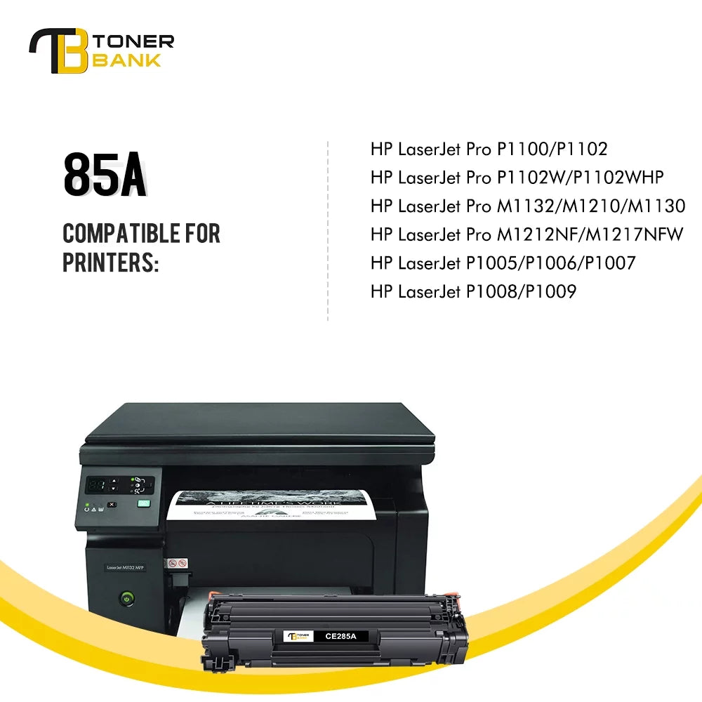 Toner Bank Compatible 85A Toner Cartridge for  CE285A 85A LaserJet Pro P1102W Pro M1212NF Pro M1132 M1210 M1130 M1212NF M1217NFW Printer Replacement Toner Ink (Black, 1-Pack)