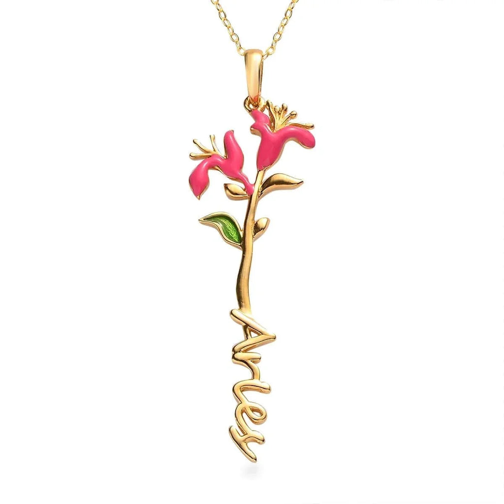 Shop LC 925 Sterling Silver 14K Yellow Gold PLatitudeed Pink Green Enameled Aries Zodiac Birth Honeysuckle Pendant Necklace for Women Jewelry Gifts for Women Size 16-18" Birthday Gifts for Women