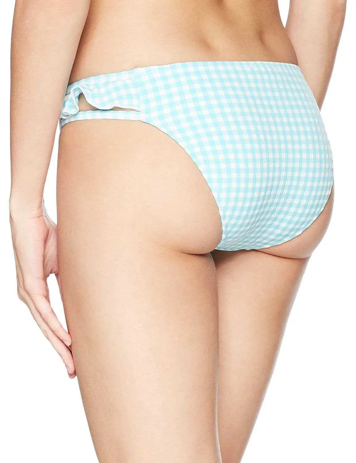 Jessica Simpson Ruffled Cheeky Bottoms Women’s Swimsuit (Gingham-Print, L)