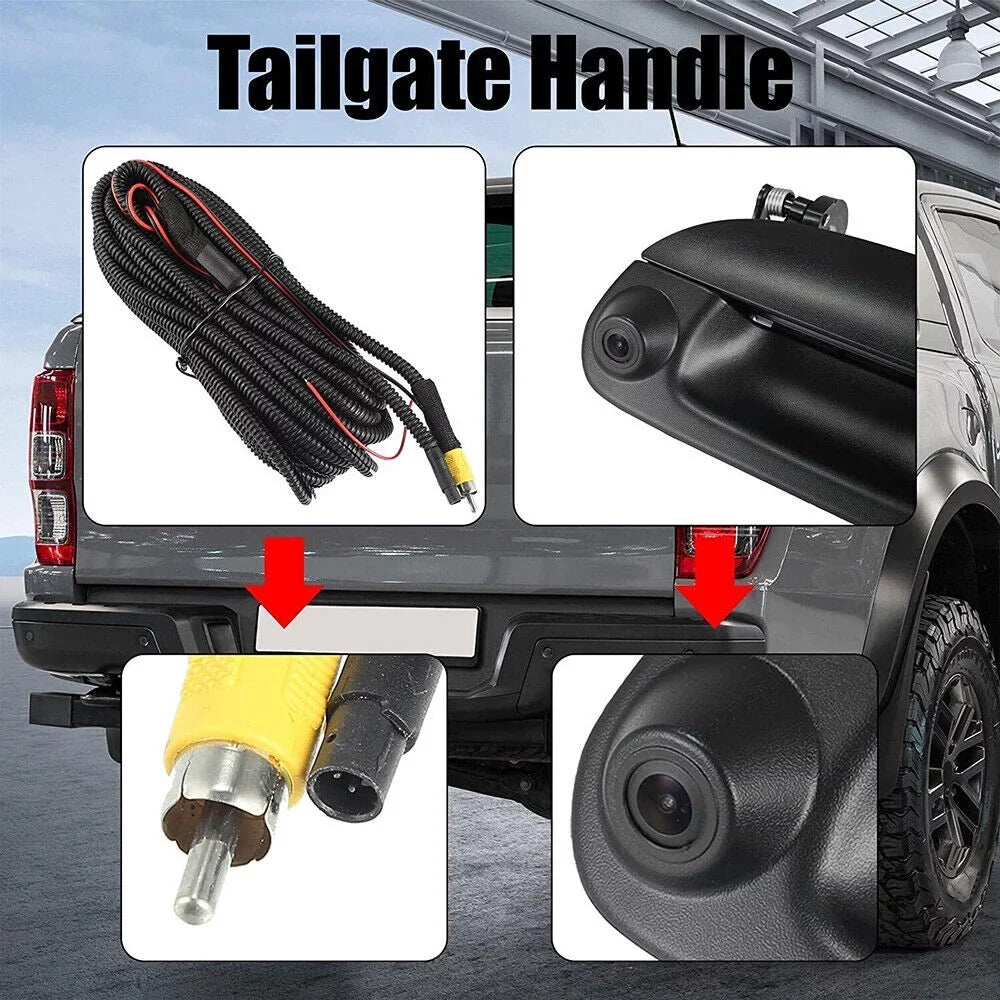 JLLOM Rear View Backup Camera Kit w/ Wiring & Tailgate Handle For 97-07 Ford F150 F250