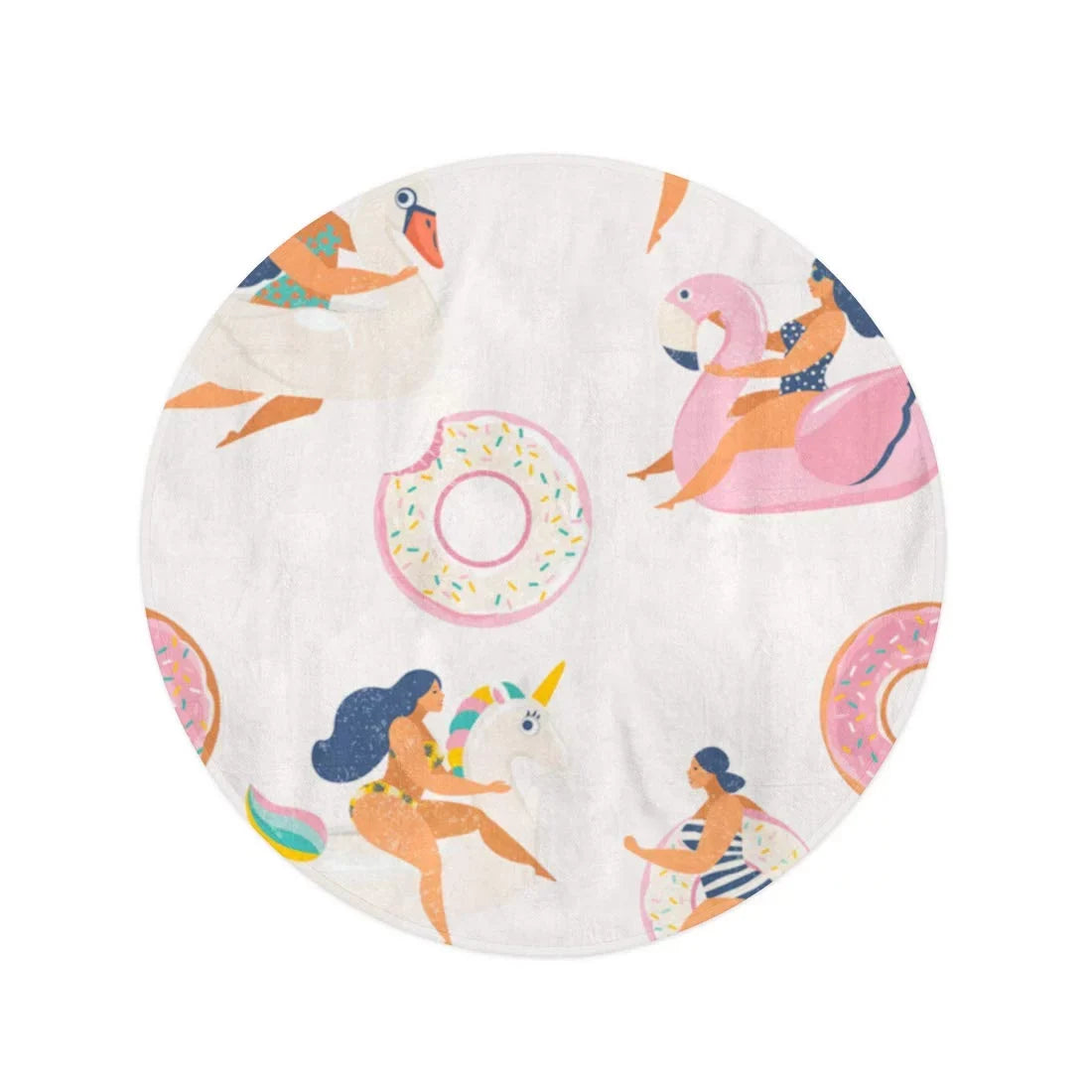 KDAGR 60 inch Round Beach Towel Blanket Flamingo Unicorn Swan and Sweet Donut InfLatitudeable Swimming Pool Travel Circle Circular Towels Mat Tapestry Beach Throw