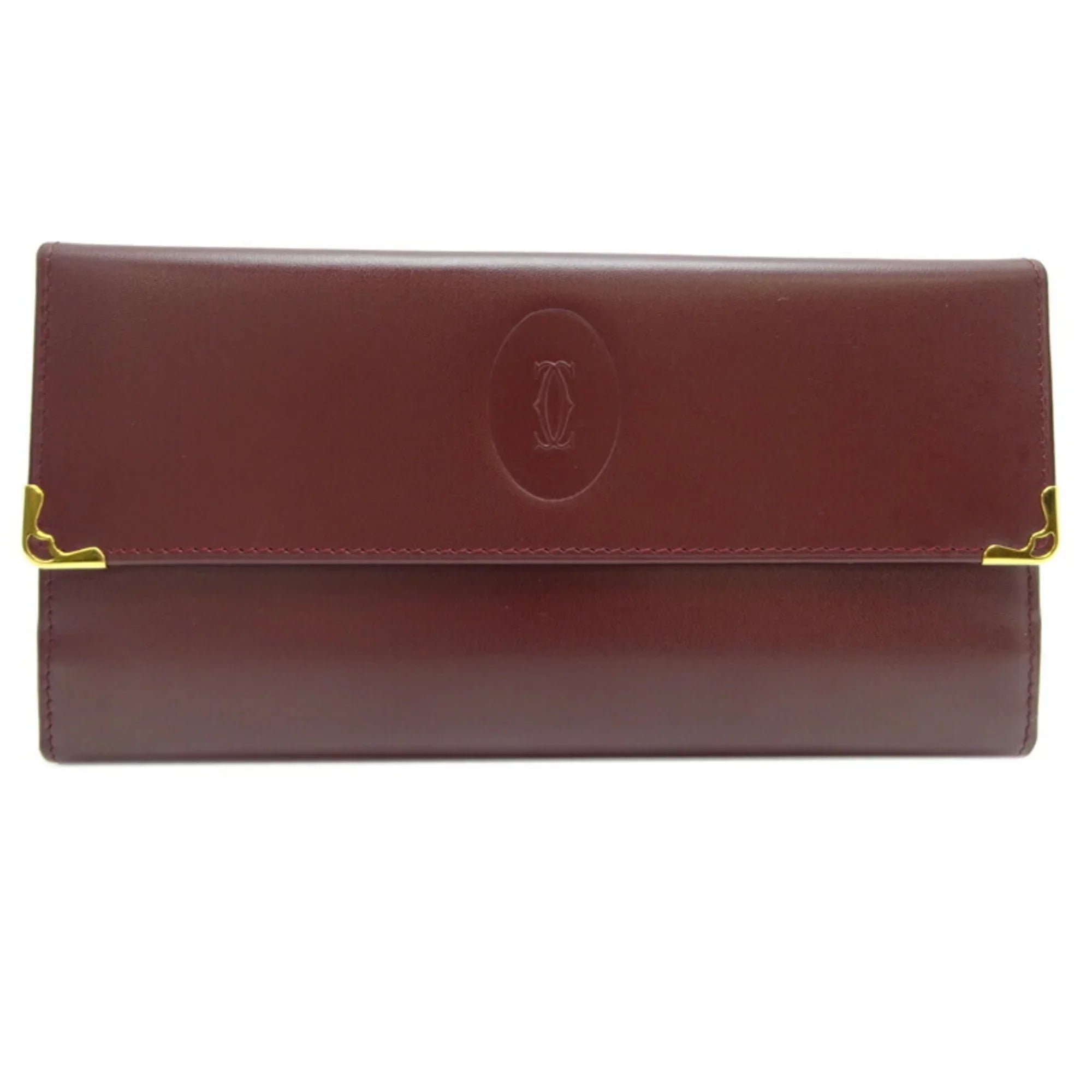 Pre-Owned Cartier Mastline Long Wallet Women's Leather Bordeaux (Red) (Good)