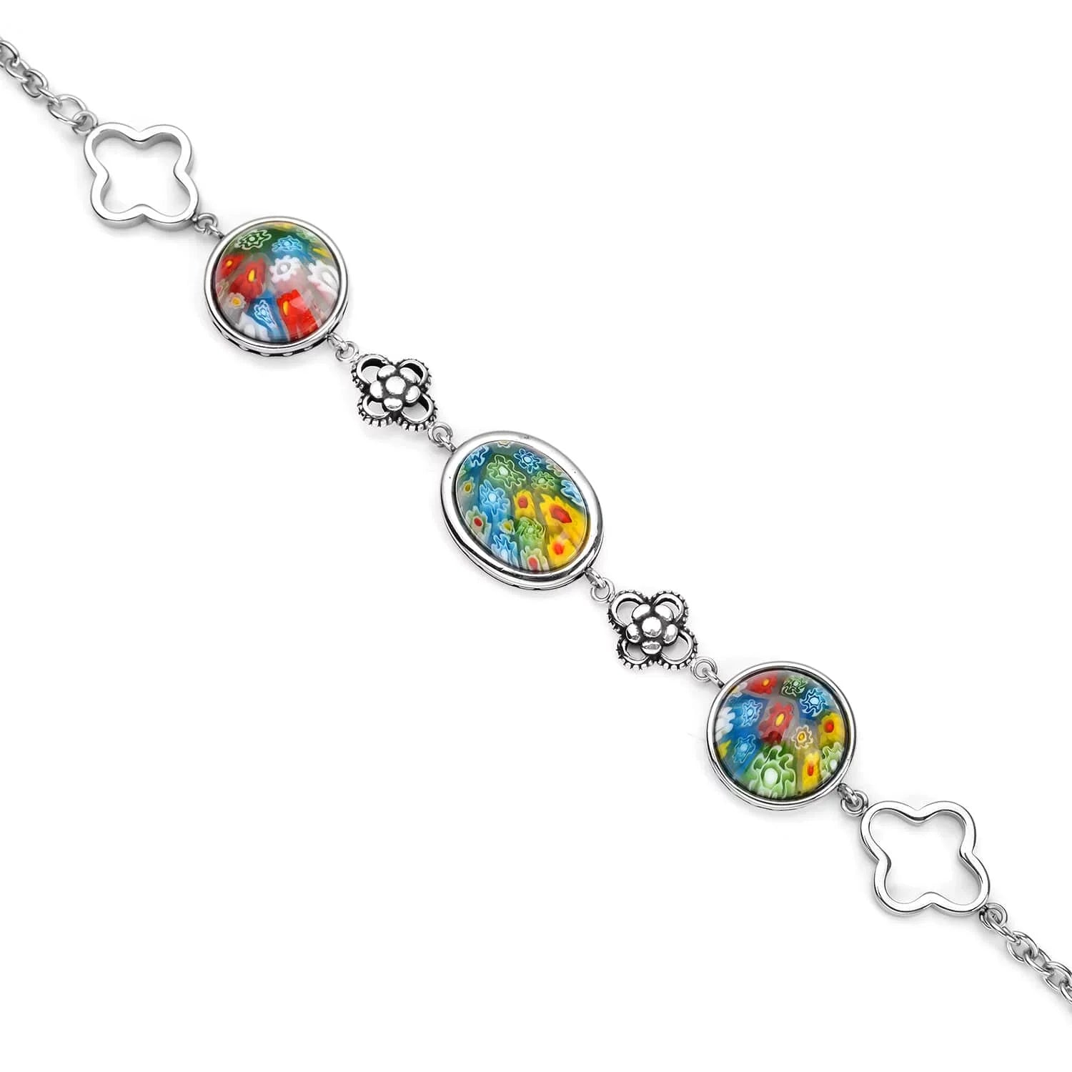 Shop LC Stainless Steel Oval Glass Bracelet Costume Stylish Unique Fashion Jewelry for Women Size 6.75" Birthday Mothers Day Gifts for Mom