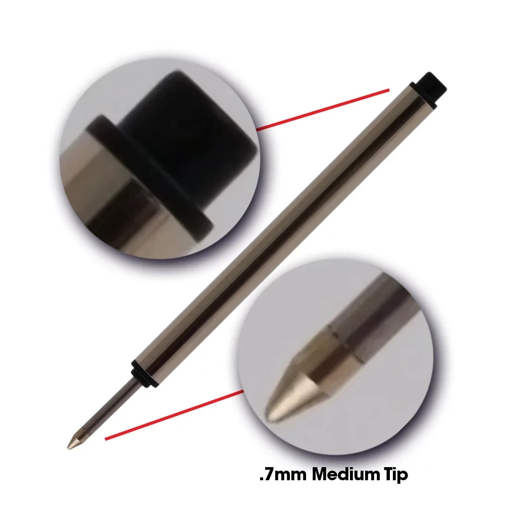 Jaymo Replacement for Montblanc 113778 - Measures 3.84 in / 97 mm Long - Capless Rollerball Pen Refill - 24 Blue