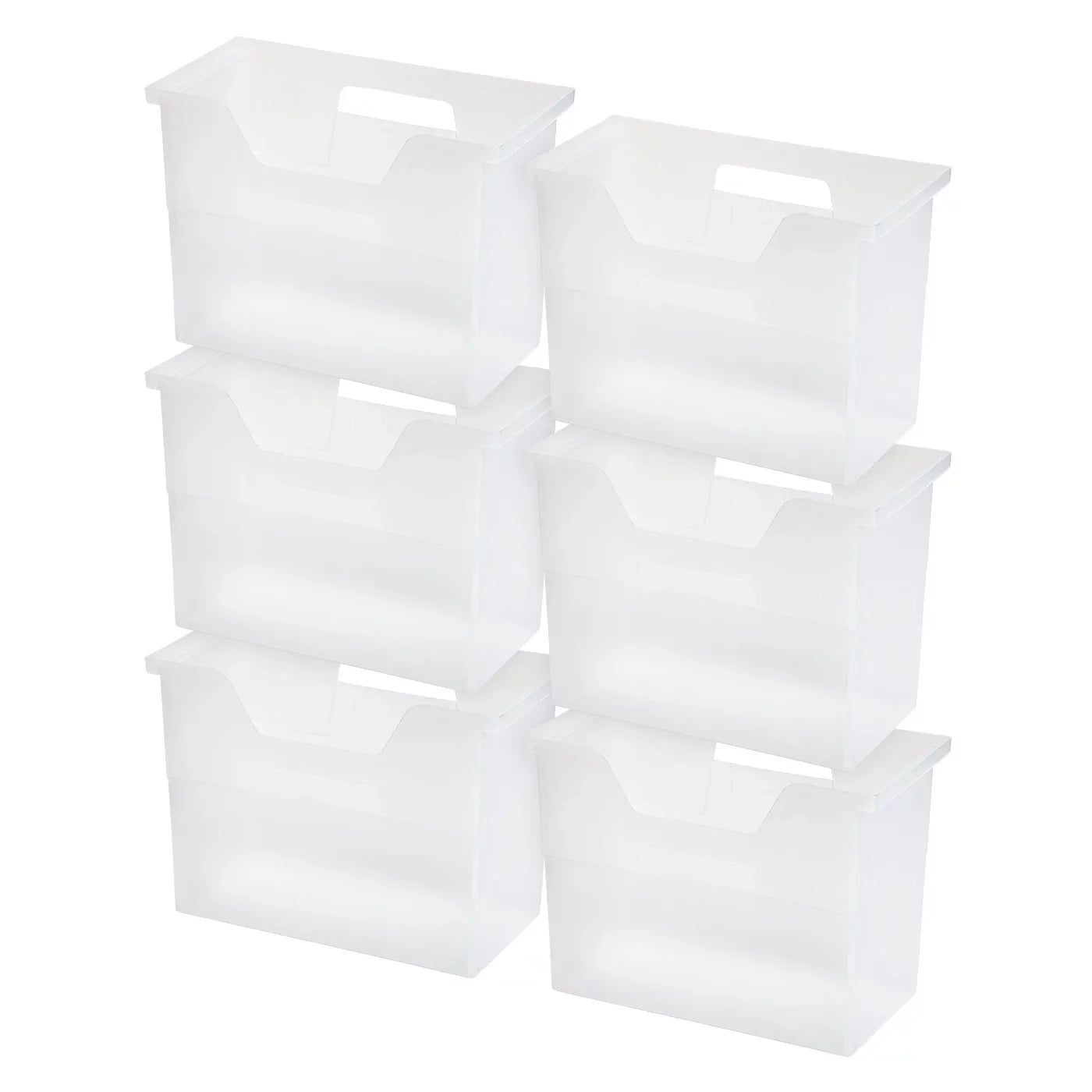 IRIS USA Medium Portable Desktop File Box with Open Lid, 6 Pack, Side Handles, Hanging File Folders, Tabs & Inserts, Letter Size, Magazines, Newspapers, Mail, Books, Notebooks, Clear