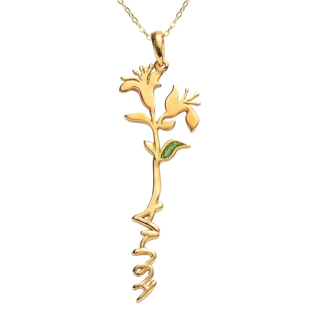 Shop LC 925 Sterling Silver 14K Yellow Gold PLatitudeed Pink Green Enameled Aries Zodiac Birth Honeysuckle Pendant Necklace for Women Jewelry Gifts for Women Size 16-18" Birthday Gifts for Women