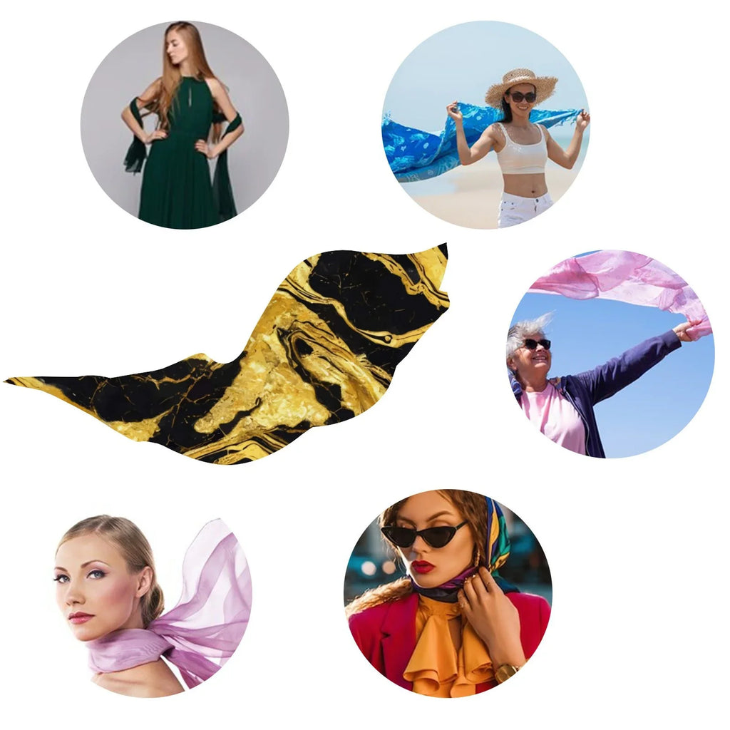 FREEAMG Golden Marble Silk Long Scarf for Women Large Oblong Sundisplay Shawls Wraps Neck Headscarf Hair Wraps Gift Packed