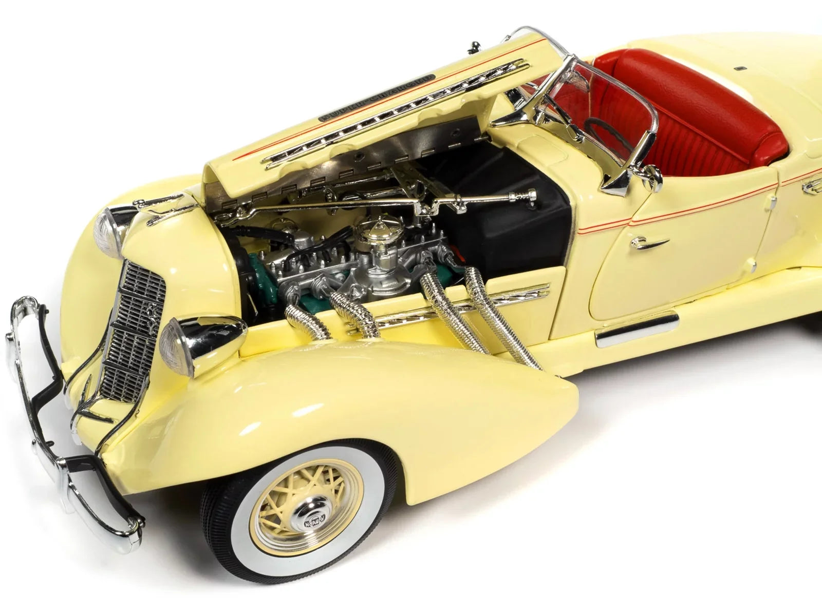 Autoworld AW297 1-18 Diecast 1935 Auburn 851 Speedster Model Car, Cream with Red