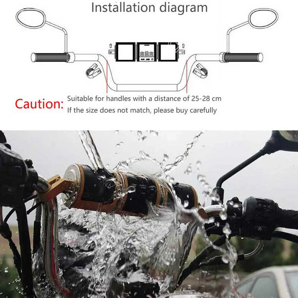 Motorcycle Bluetooth V2.1+ EDR Audio Speaker Waterproof Resistant Motorbike Stereo FM Radio USB TF Card MP3 Player