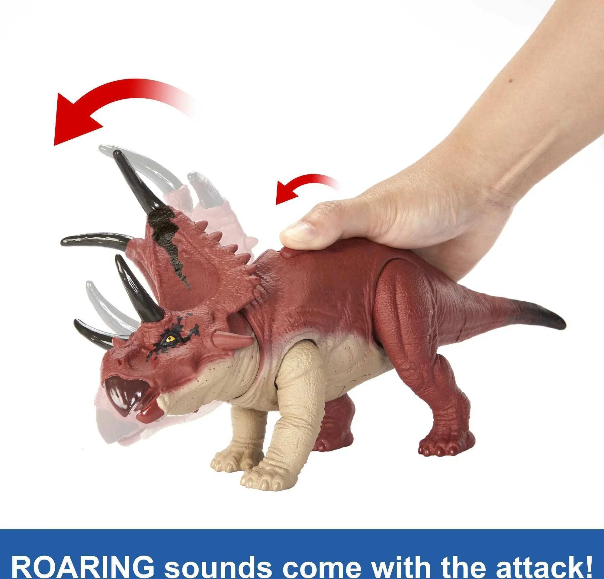 Jurassic World Dominion Wild Roar Diabloceratops Dinosaur Action Figure Toy, Sound & Motion