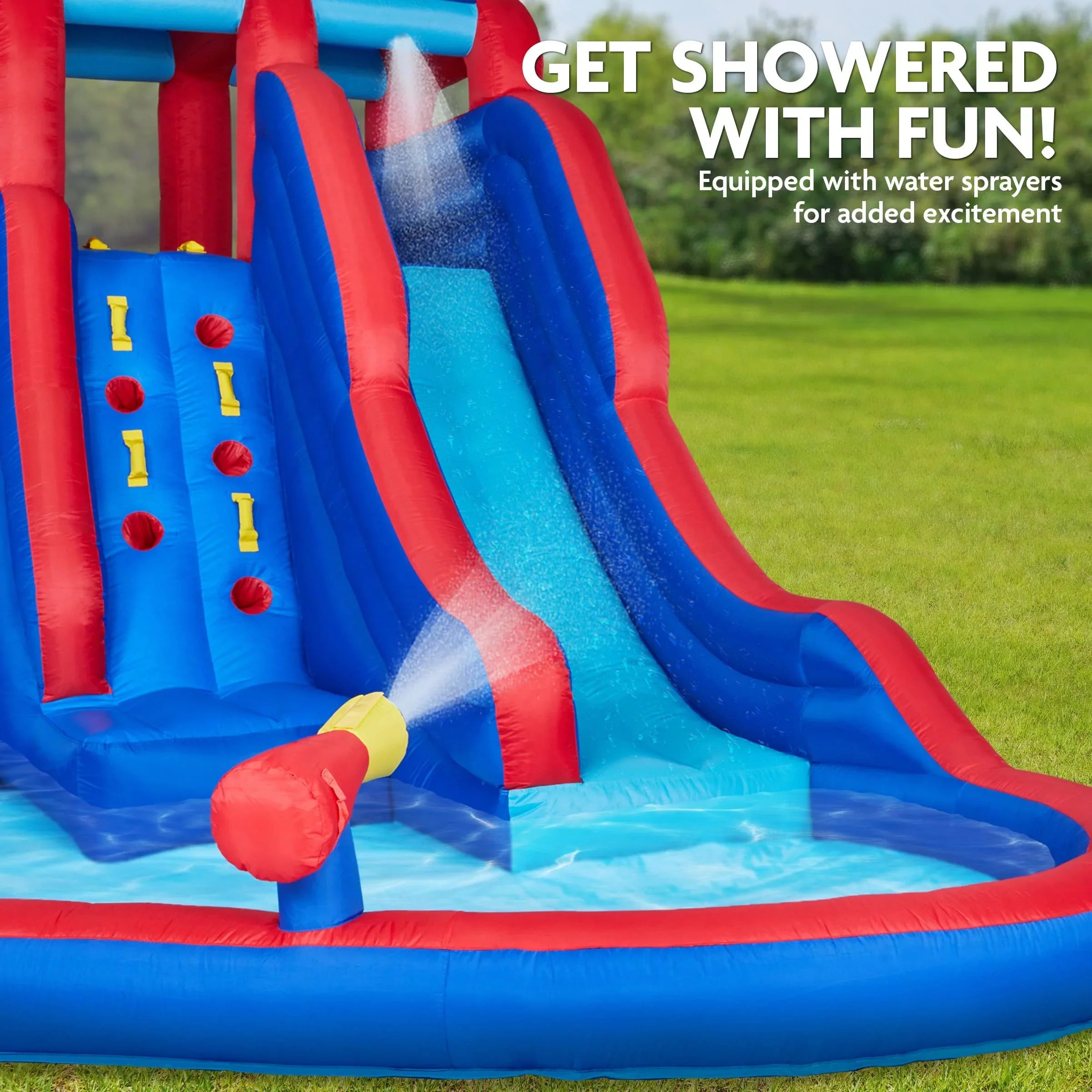 Sunny & Fun InfLatitudeable Water Slide & Blow up Pool, Kids Water Park for Backyard