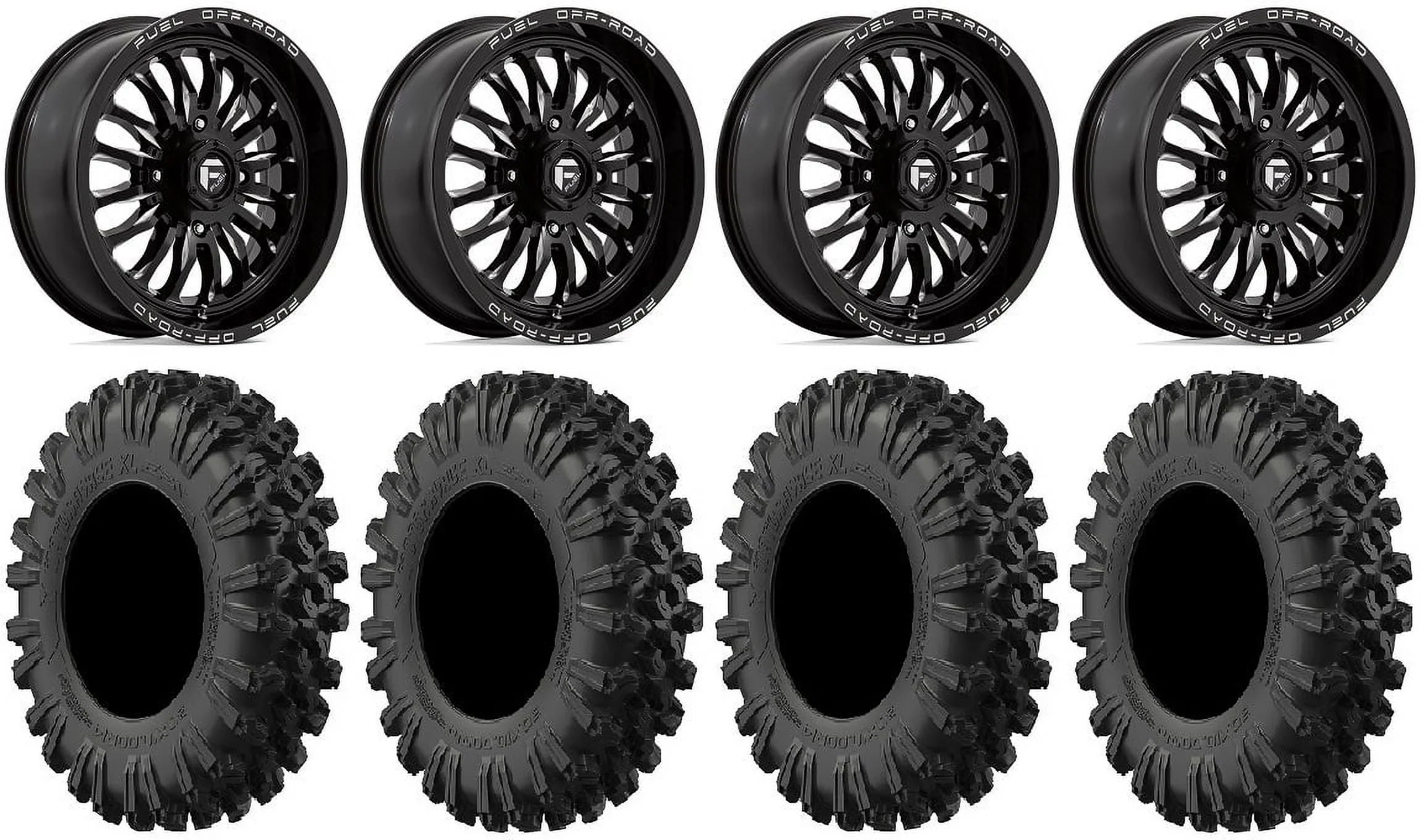 Fuel ARC 18" Wheels Black 40" MotoRavage XL Tires Kawasaki Teryx Mule