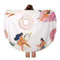 KDAGR 60 inch Round Beach Towel Blanket Flamingo Unicorn Swan and Sweet Donut InfLatitudeable Swimming Pool Travel Circle Circular Towels Mat Tapestry Beach Throw