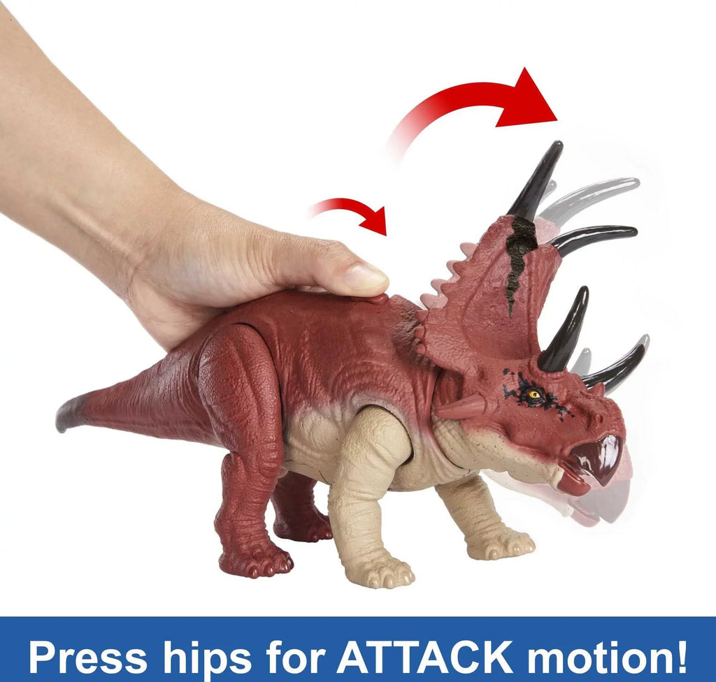 Jurassic World Dominion Wild Roar Diabloceratops Dinosaur Action Figure Toy, Sound & Motion