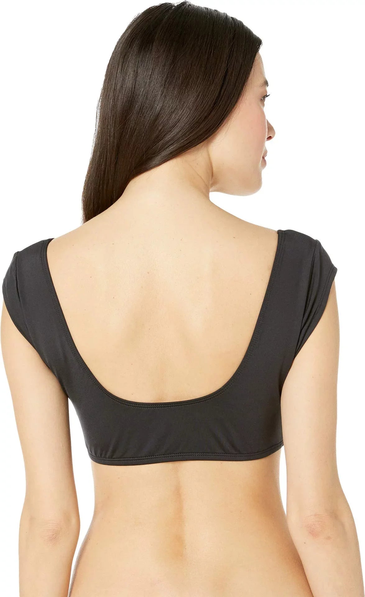 MSRP $69 Kenneth Cole Cap Sleeve Hipster Bikini Top Black Size Small
