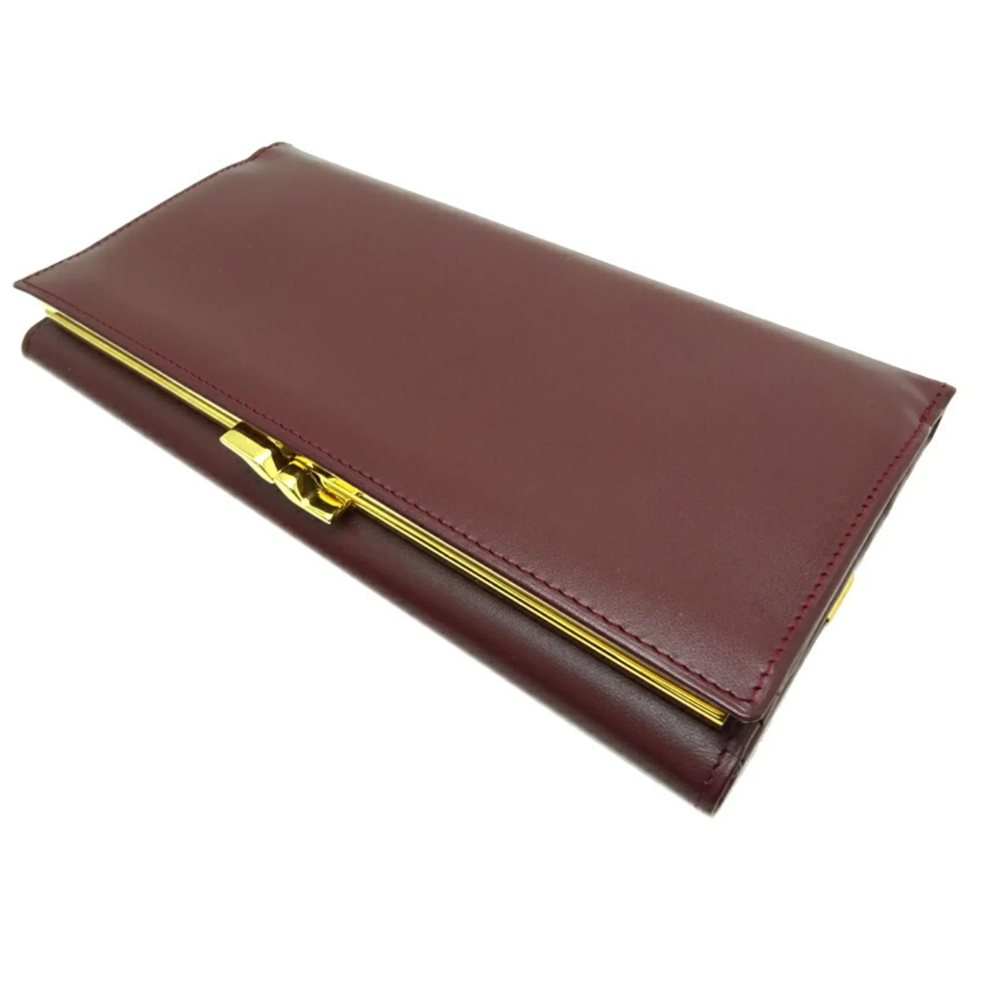Pre-Owned Cartier Mastline Long Wallet Women's Leather Bordeaux (Red) (Good)