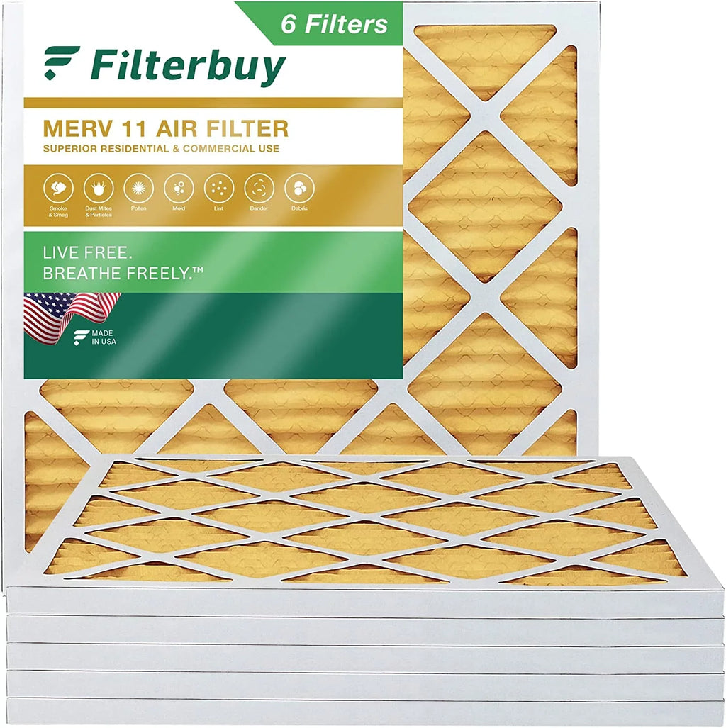 Filterbuy 25x25x1 MERV 11 Pleated HVAC AC Furnace Air Filters (6-Pack)