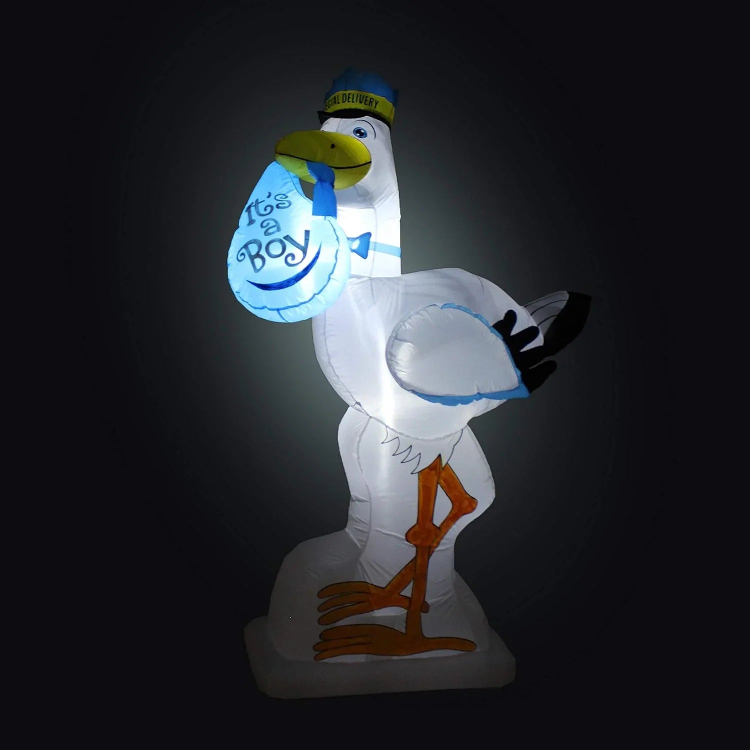 6 Foot Tall Baby Shower InfLatitudeable Blue Stork It's A Boy Special Delivery Baby Announcement LED Lights Lighted Blowup Party Decoration For Outdoor Indoor Home Celebration Garden Yard Lawn Prop