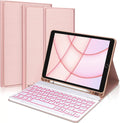 Kvago iPad Keyboard Case for  iPad Air 5th Gen 2022 Bluetooth Keyboard Built-in Pencil Holder Pink