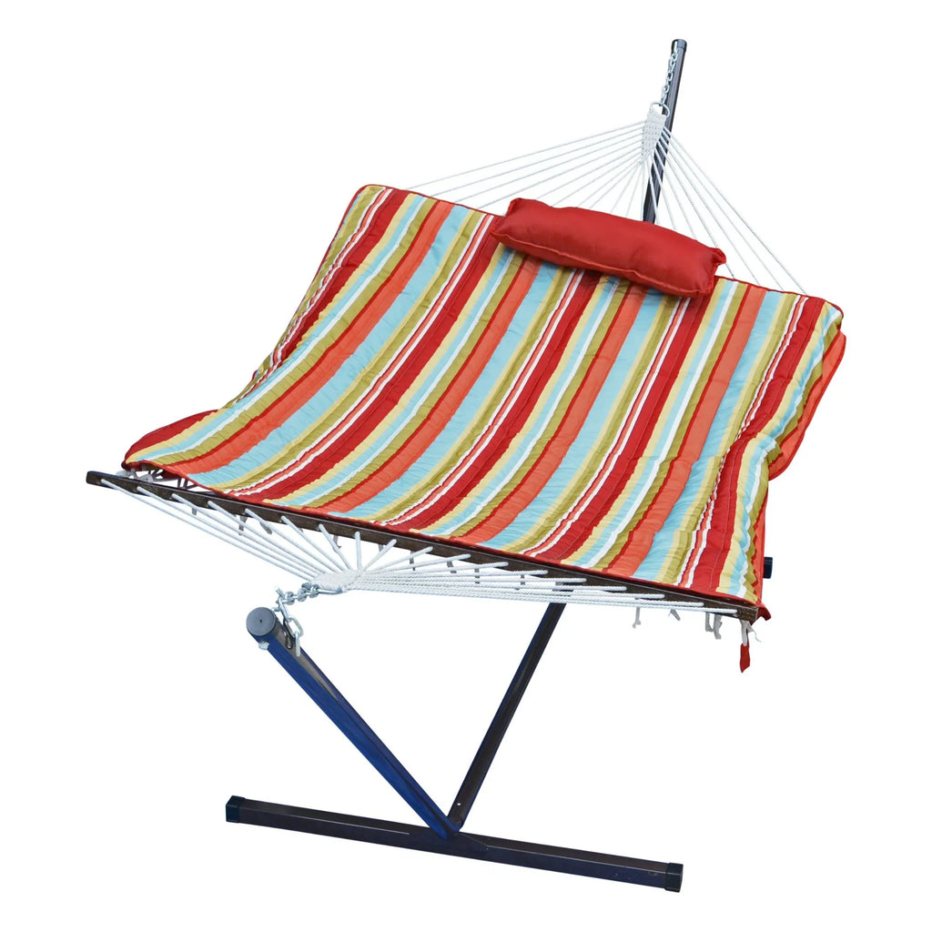The Hamptons Collection 144" Striped Cotton Soft Comfort Hammock with Frame