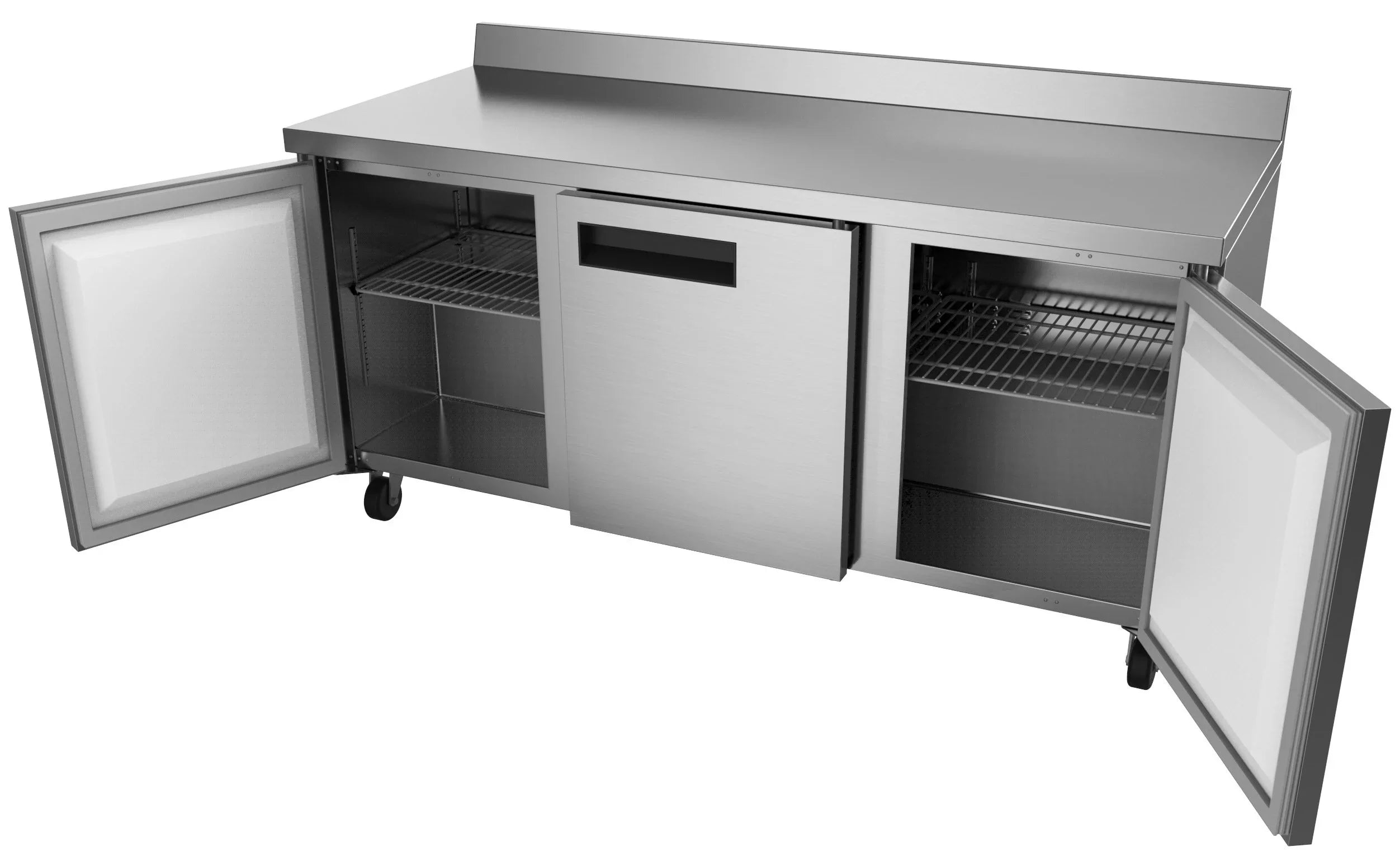 KoolMore 72 in. Commercial Three Door Worktop Refrigerator in Stainless Steel, 16.9 Cu. ft.