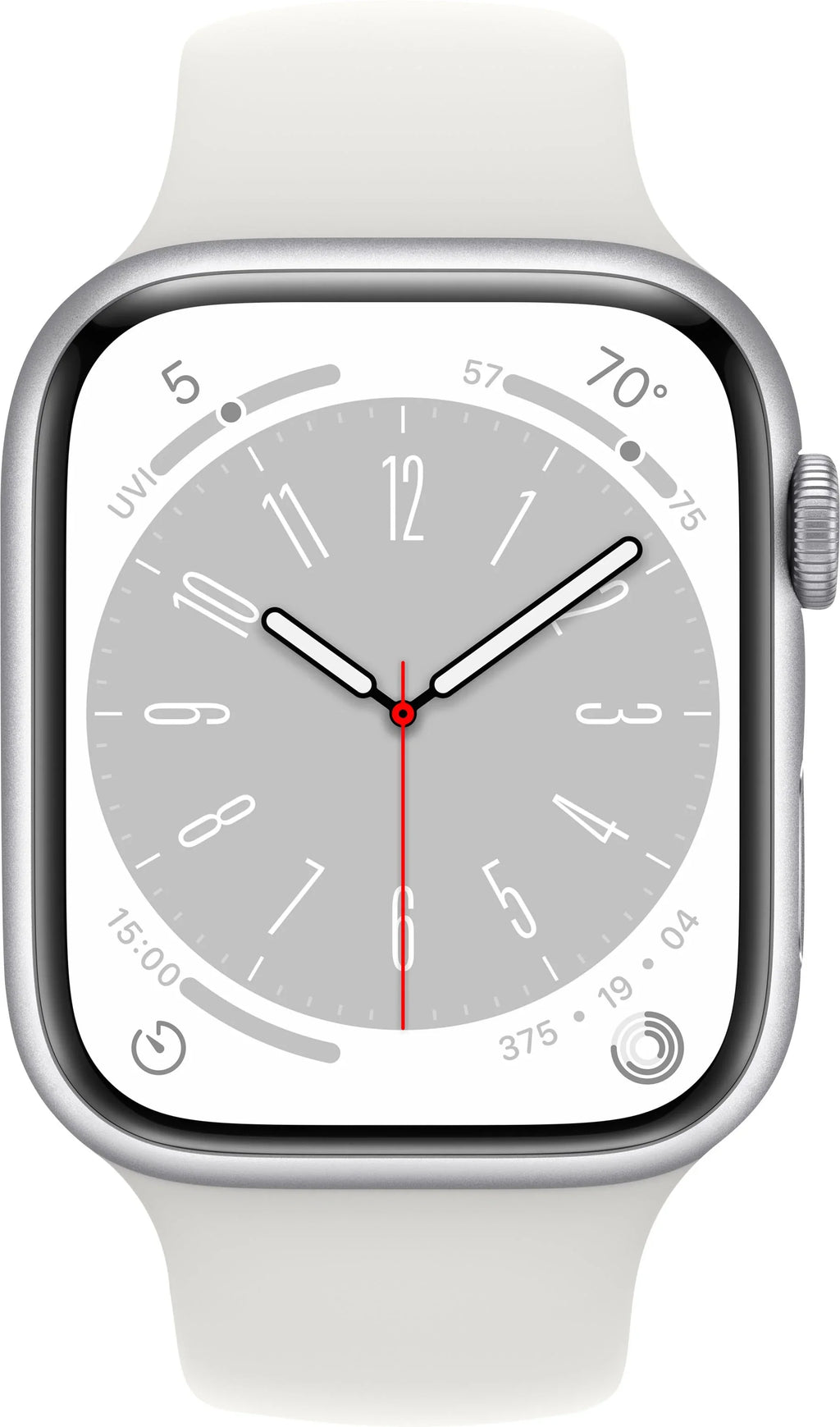 Restored  Watch Gen 8 Series 8 45mm Silver Aluminum - White Sport Band MP6P3LL/A (Refurbished)