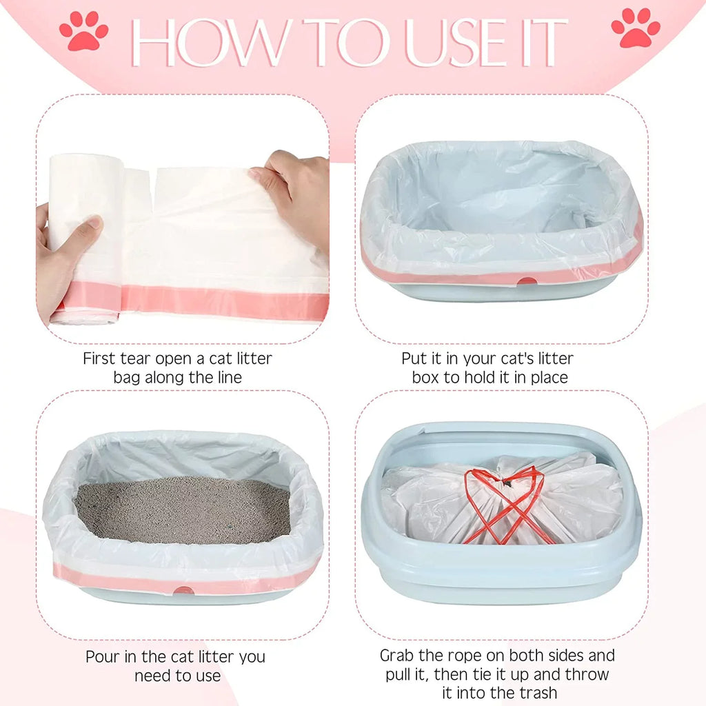 Home Times 30-Count 31 x 18 in Large Cat Litter Box Liners With Drawstring Kitty Litter Pan Box Liners Heavy Duty Cat Litter Bags Thick Cat Litter Box Liners Kitty Litter Bags