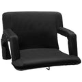 Jomeed 25 Inch Comfortable Padded Reclining Stadium Seat w/Pockets, Black