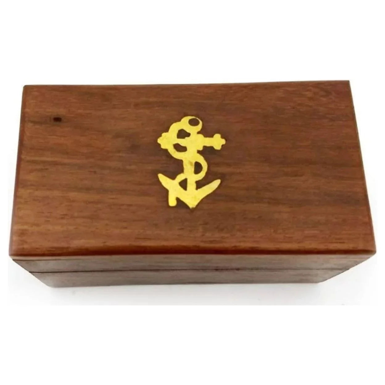 Small Brass Telescope with Pullout Wooden Box Gold and Brown - Saltoro Sherpi