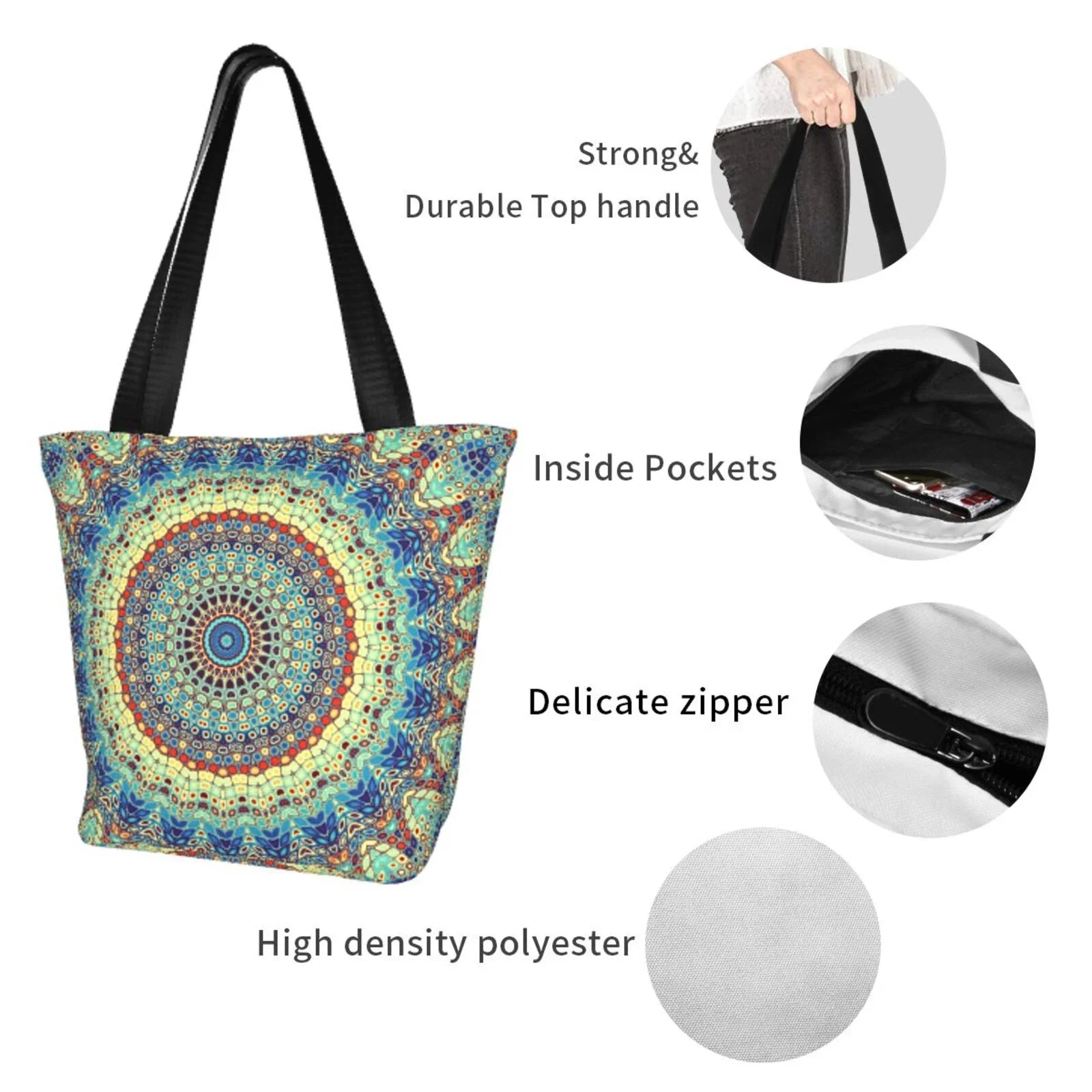 Lukts Round Mandala1 Tote Bag,Shoulder Bag Women'S Hobos Handbags Large Capacity Shopping Bag