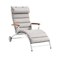 Adjustable Outdoor Lounge Chair with Cushioned Back and Armrests