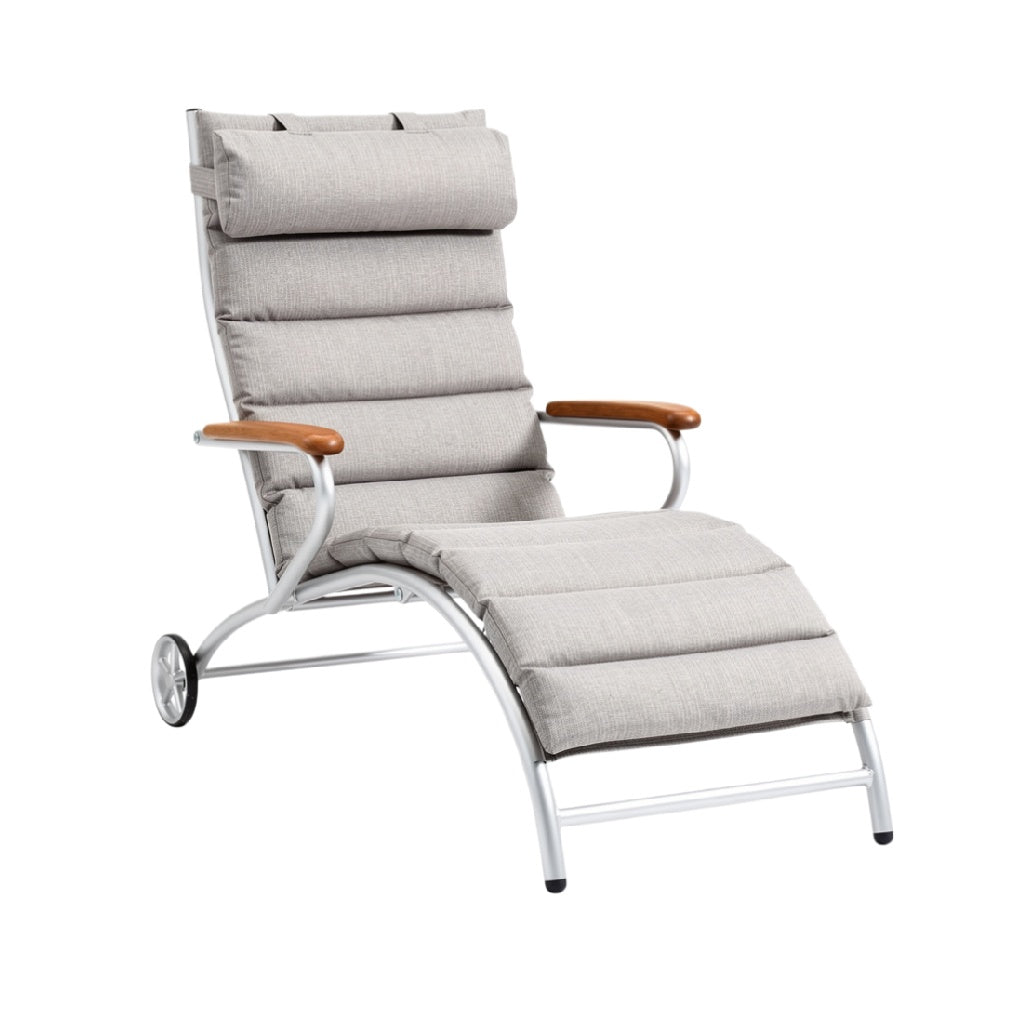 Adjustable Outdoor Lounge Chair with Cushioned Back and Armrests