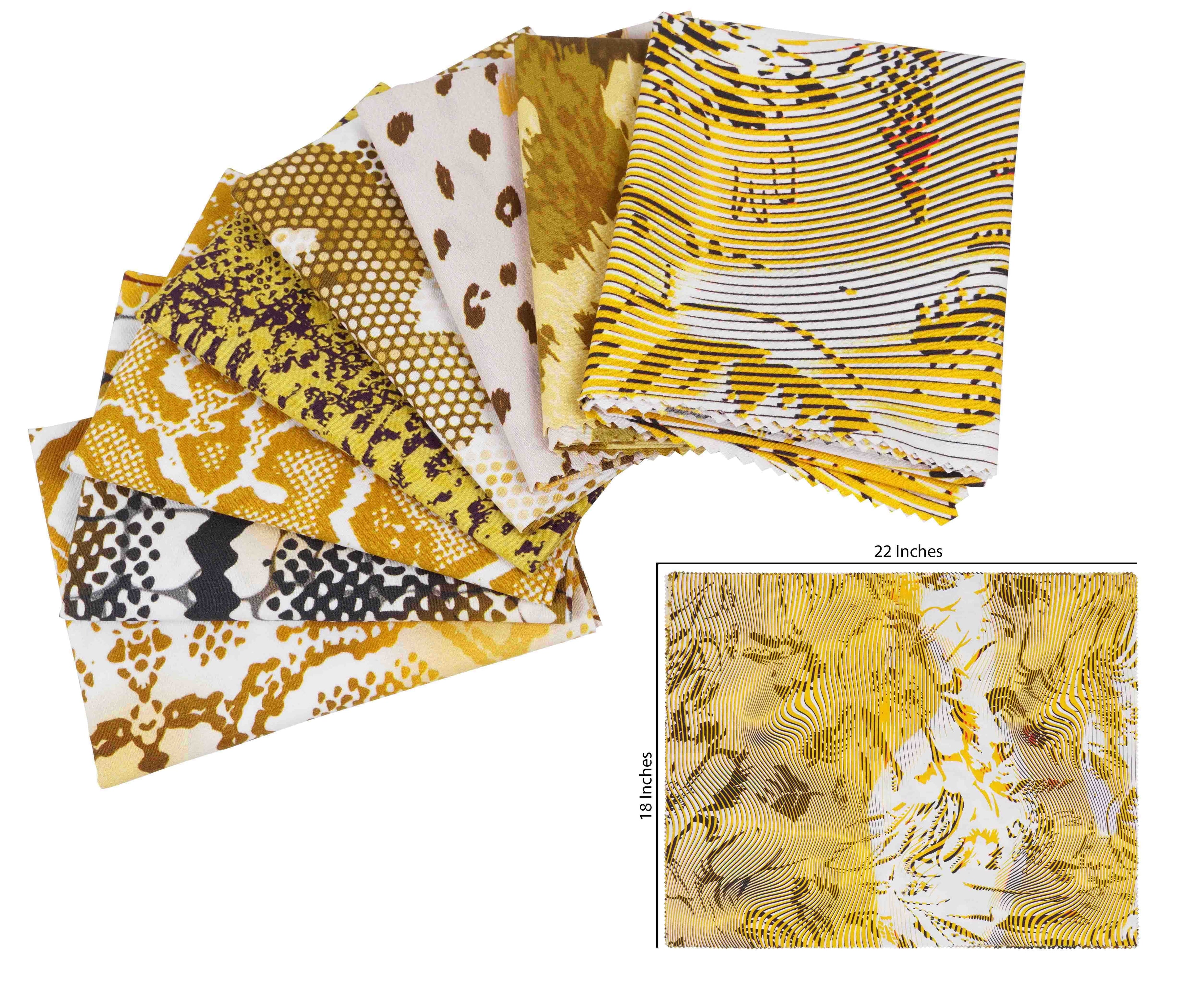 Soimoi 8 Pc Fat Quarter Bundle -Animal SkinPrint 18"x 22"DIY Patchwork-100% CottonPre-Cut Quilting Fabric (Yellow)