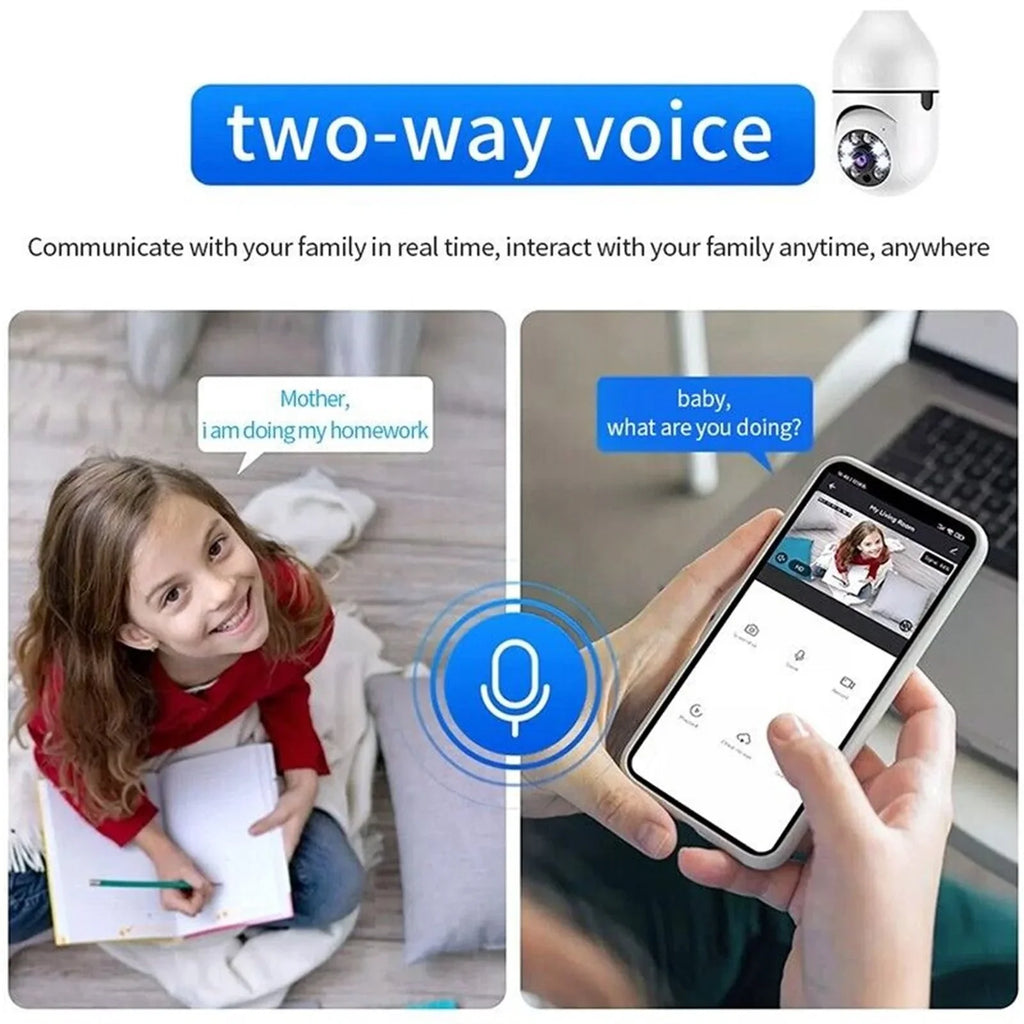 2PCS Wireless Security Camera, WIFI IP Camera, E27 Light Bulb 1080P HD Security Monitor Cam with Infrared Night Vision, White (Supports 2.4G &5G Wi-Fi)