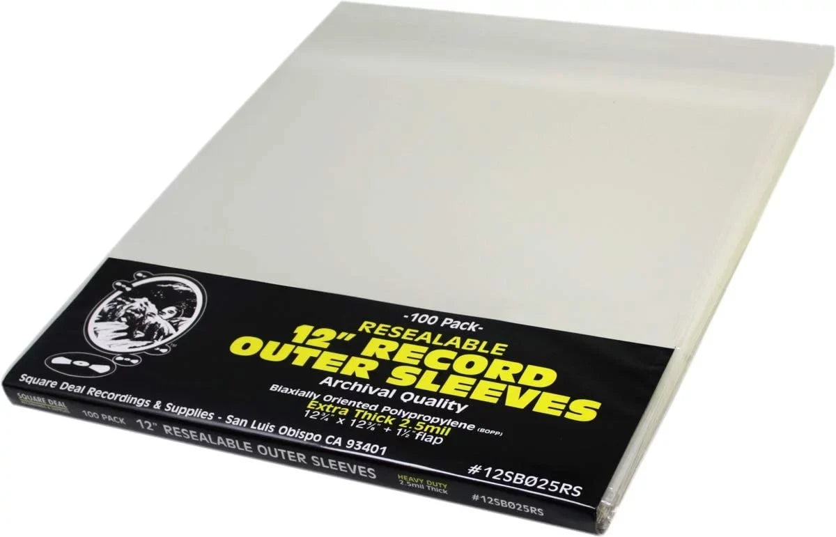 (1000) 12 Vinyl Record Outer Sleeves  Extra Thick Resealable - Super Clear, Archival Quality - Premium 2.5 mil Thick - #12SB025RS