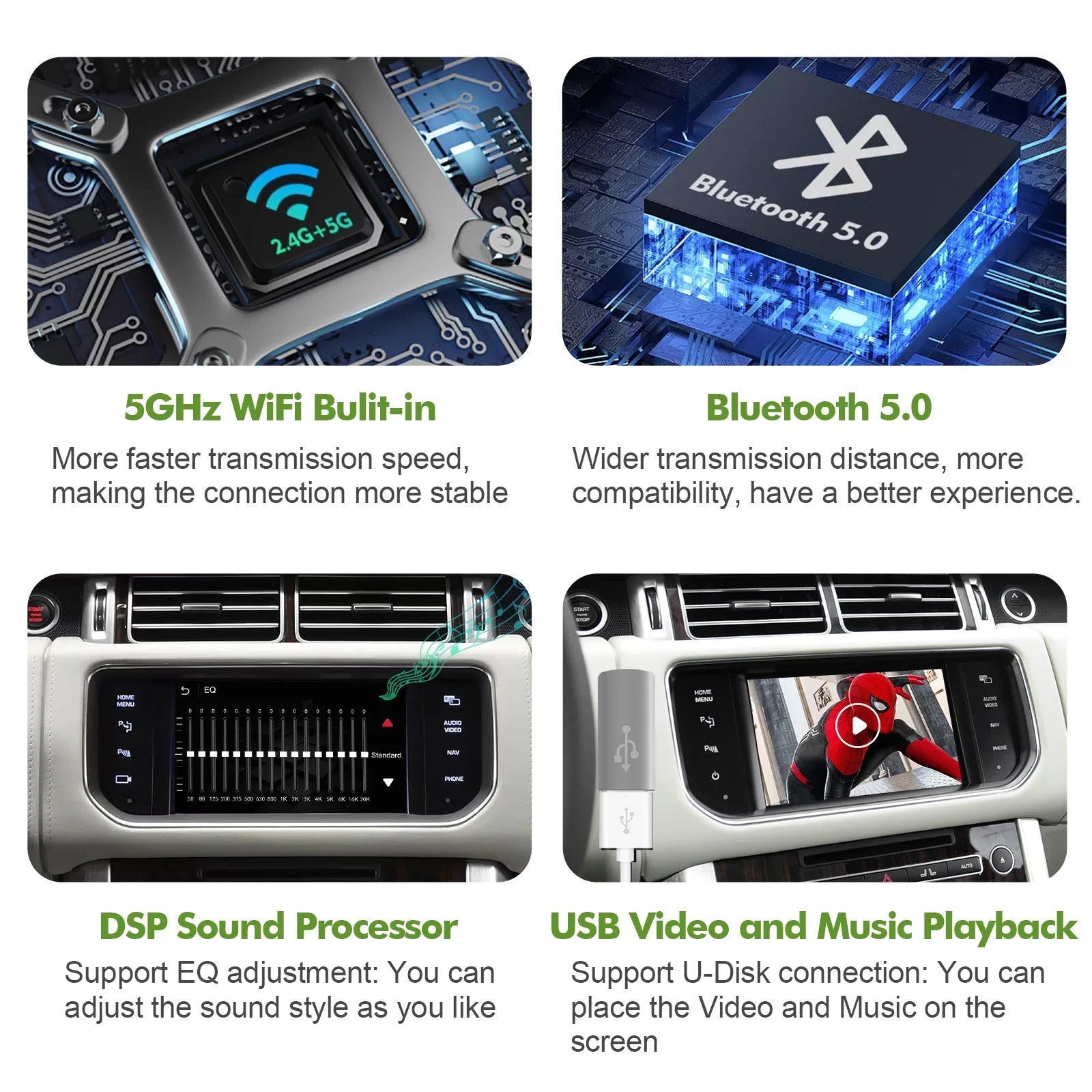 Wireless CarPlay Receiver SmartBox for Land Rover Range Rover/Evoque/Discovery 4 Jaguar XE XF Bosch Carplay Interface Retrofit kit Decoder, Support Android Auto, Mirror Link, Reverse Camera, USB Drive