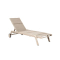 Modern Adjustable Poolside Lounger with Wheels in Neutral Fabric