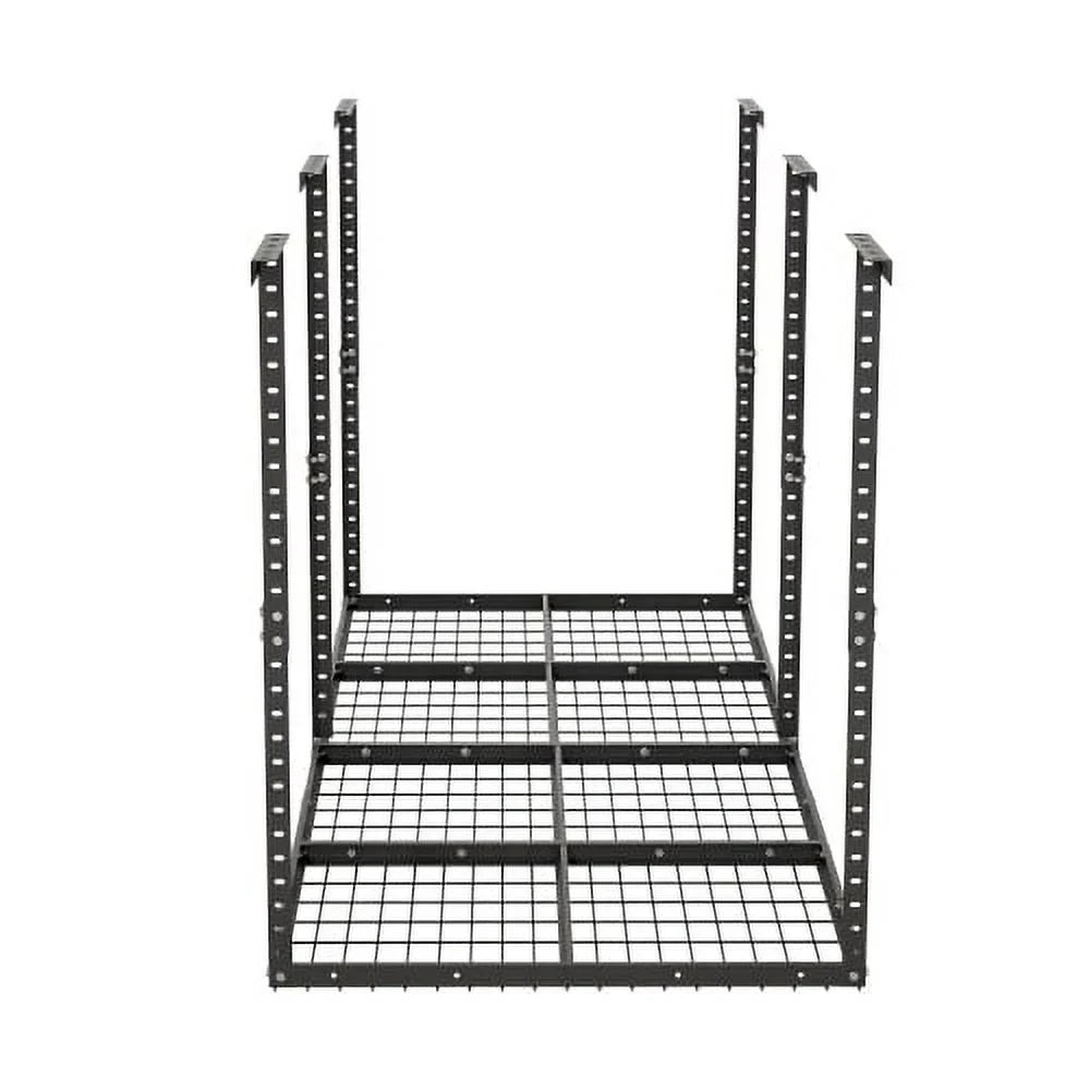 3x8ft Overhead Garage Storage Rack,Adjustable Garage Storage Organization Systerm,Heavy Duty Metal Garage Ceiling Storage Racks,660lbs Weight Capacity,Black
