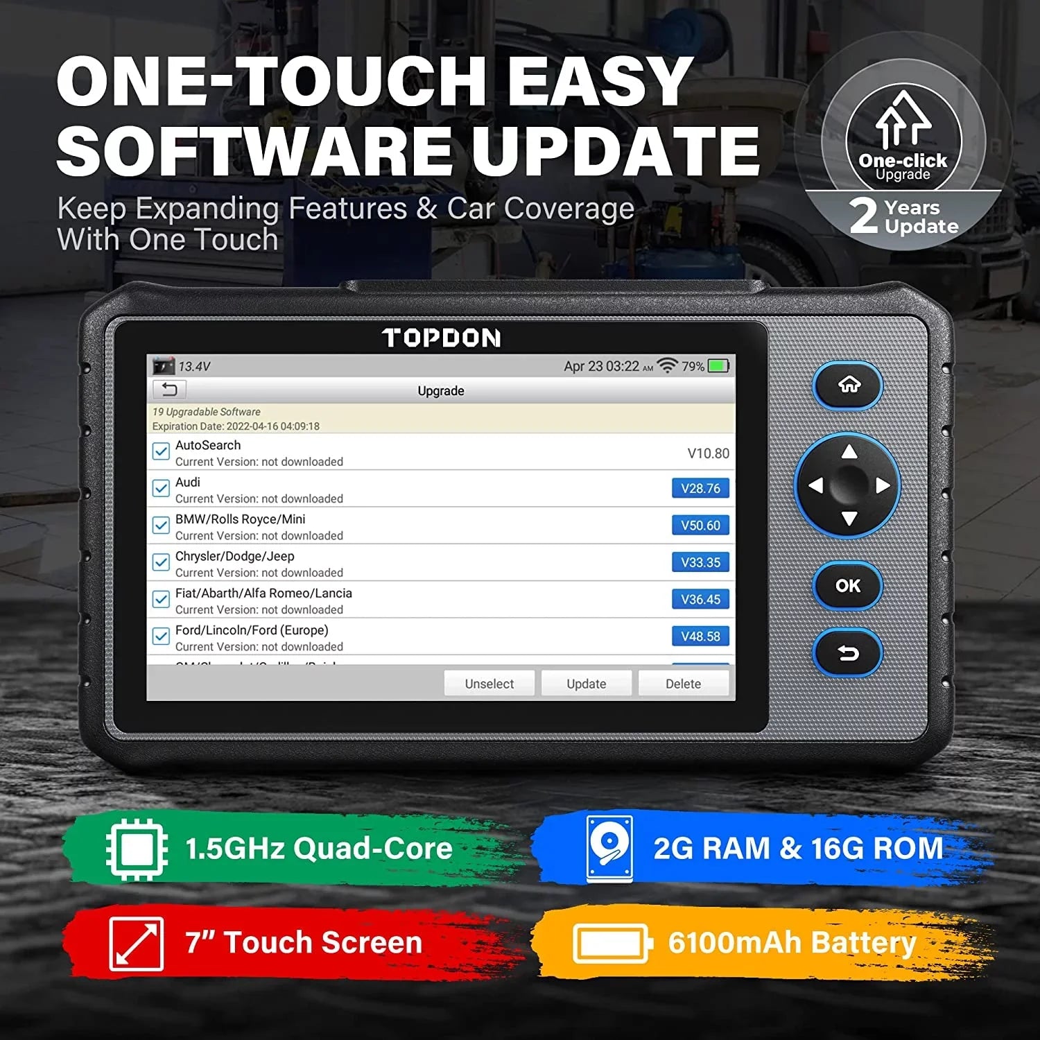 OBD2 Scanner, TOPDON AD800 Car Diagnostic Scan Tool  All System Scan 28+ Reset Service, Oil Reset, ABS Bleed, Injector Coding, 2 Years Free Update