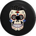 2018 2019 Wrangler JL Backup Camera Sugar Skull Tattoo with Hair Spare Tire Cover for Jeep RV 33 Inch