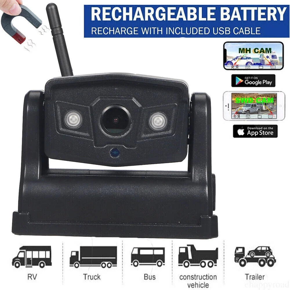 Onemayship  Magnetic WiFi Wireless Backup Camera, Front/Rear View Camera 9600mAh Battery